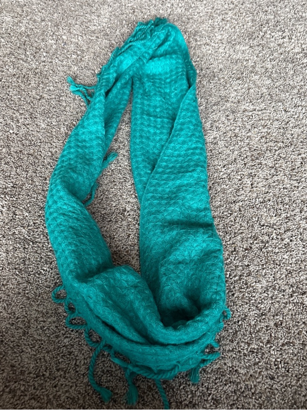 Women's Teal Textured Fringe Scarf